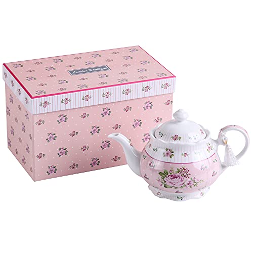 Porcelain Teapot Sugar Bowl and Cream Milk Jug Shabby Chic Vintage Floral in Gift box 40oz