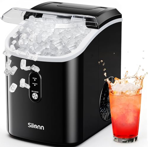 Nugget Ice Makers Countertop (Glossy Black Pro / 33 lbs)