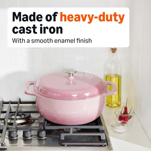 Enameled Cast Iron Dutch Oven Pot with Lid (Pink / 6-Quart)