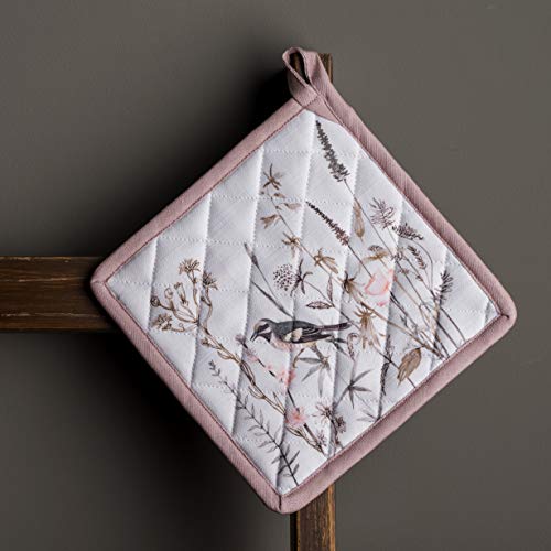 Pot Holders 100% Cotton Potholders (058 - Meadow Florals - Brown / 8" x 8" (Pot Holder Pack of 1))