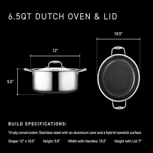 6.5QT Hybrid Nonstick Braiser Dutch Oven with Lid