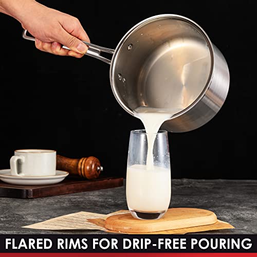 Tri Ply Stainless Steel Sauce Pan with Lid (3 Quarts)