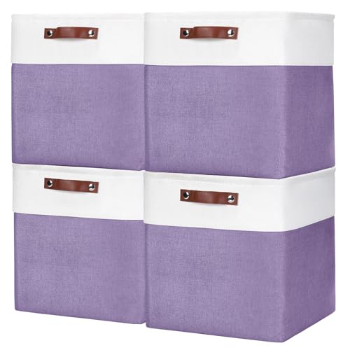 13x13 Cube Storage Bins (Purple / Off-White / Cube - 13"x13"x13")