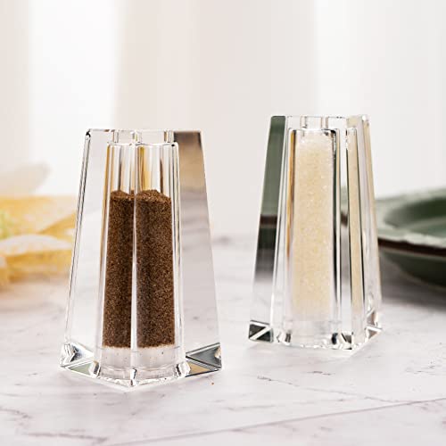 Salt and Pepper Shaker Set Spice Dispenser Refillable Design Cut Crystal Seasoning Shaker Kitchen Decor for Cooking Table (T-02)