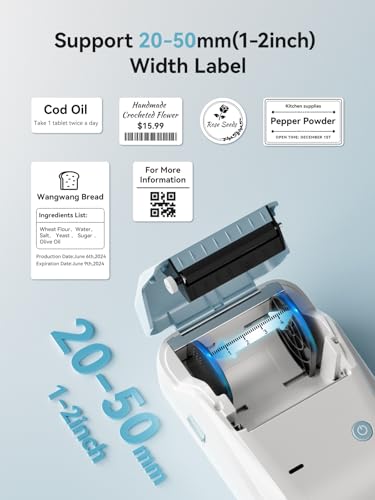 B1 Label Maker Machine with 3 Tapes (Light Blue / 1 Printer+3 Roll Labels)