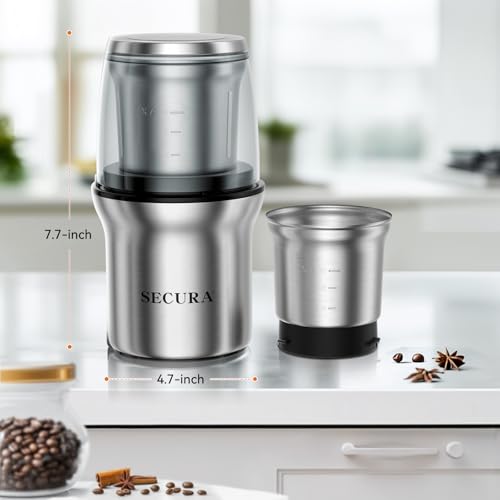 Electric Coffee and Spice Grinder (Stainless / 1 removable bowl)