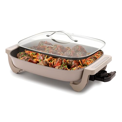 Advanced 12” X 15” Electric Skillet with Lid (12" x 5" Electric Skillet / Clay)