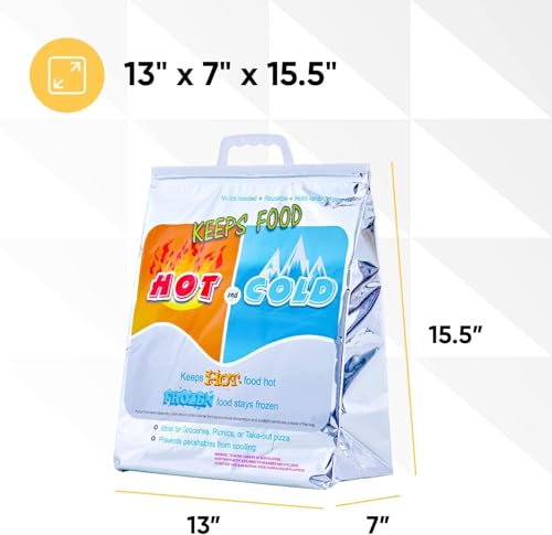 Hot and Cold Insulated Bags for Food Delivery (Medium (Lunch Size))