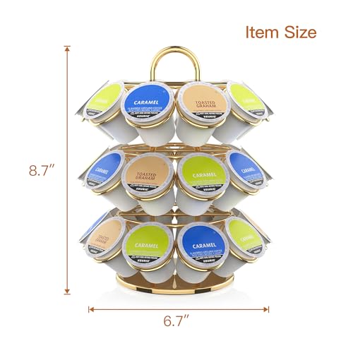 Rotating Coffee Pod Holder for Keurig Pods (27 Pods Capacity-Gold)