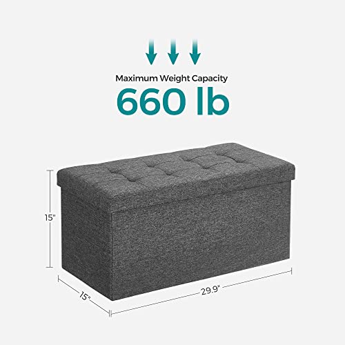 30 Inches Storage Ottoman (Dark Gray / 15"D x 30"W x 15"H (with Flipping Lid))