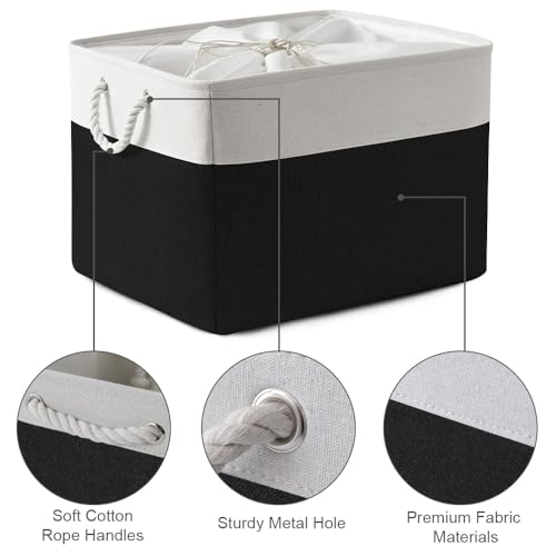 Organization and Storage for Shelves (White & Black / 3PCS/Extra Jumbo - 20.5Lx15.7Wx13.8H)