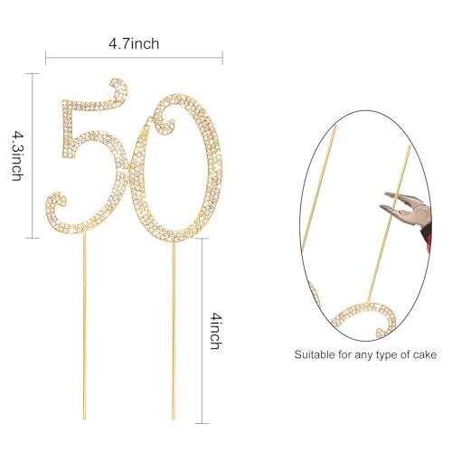 50th Birthday Decorations Women Rhinestone Birthday Cake Topper (50)