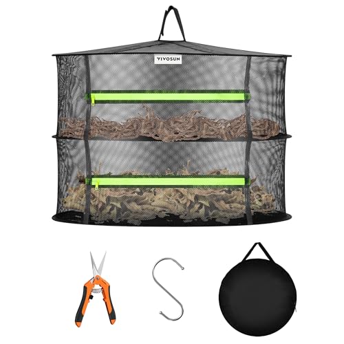 2 Layer Mesh Drying Rack Hanging Design with Green Zippers for Dehydrating