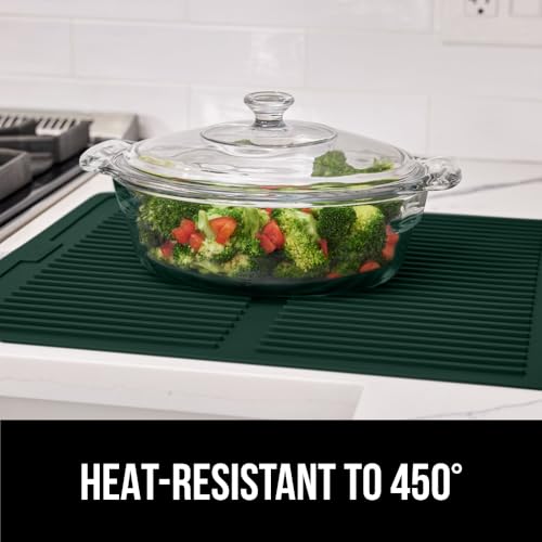 Patented BPA Free Silicone Dish Drying Mat (13" x 11" / Silicone / Hunter Green)