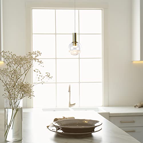 Lighting Sienna VAP2181BRS 5" Integrated LED ETL Certified Height Adjustable Pendant Light with Globe Shade