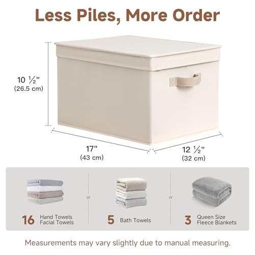 Fabric Storage Bins with Lids (Cream White / Jumbo)