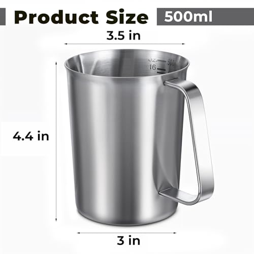 2 Pcs Stainless Steel Measuring Cup with Handle and Pour Lip