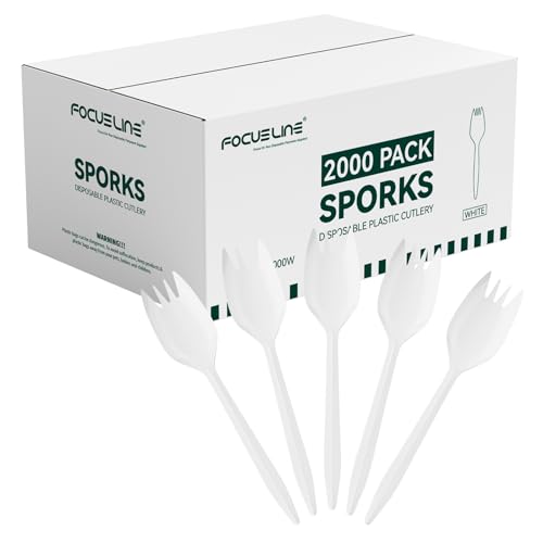 2000 Count White Plastic Sporks (2000 Sporks)