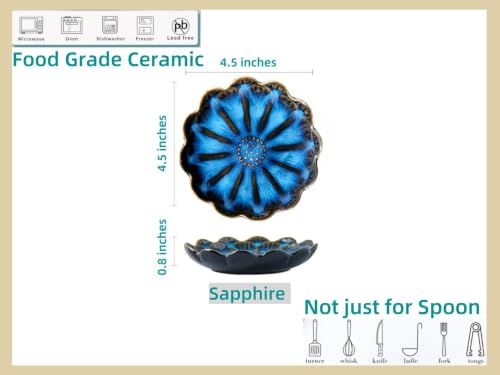 Ceramic Spoon Rest for Stove Top (Retro, Royal Blue)
