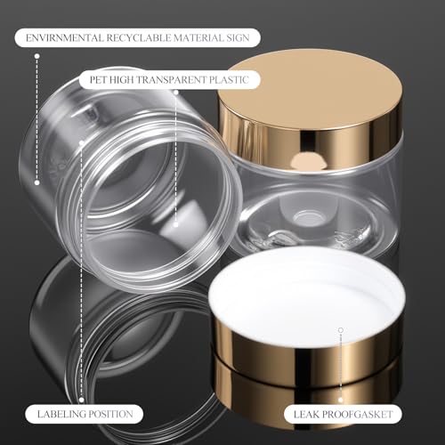 6 Pack 4 oz Plastic Jars Containers with Lids Wide (6 Count)