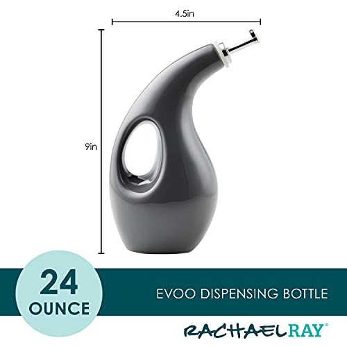 48465 Ceramic EVOO Oil and Vinegar Dispensing Bottle with Spout (Dark Gray / 24 Ounces)