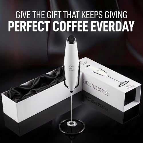 Powerful Milk Frother Wand With Duracell Batteries (Gift Box White & Black / Z1 Motor + Batteries)