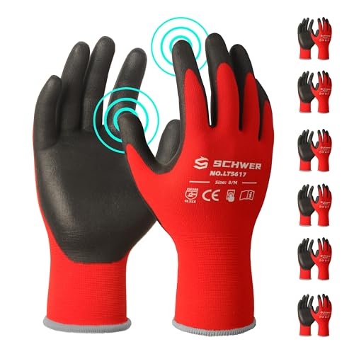 Ultra Comfort Safety Work Gloves MicroFoam Nitrile Coated (Medium / Red)