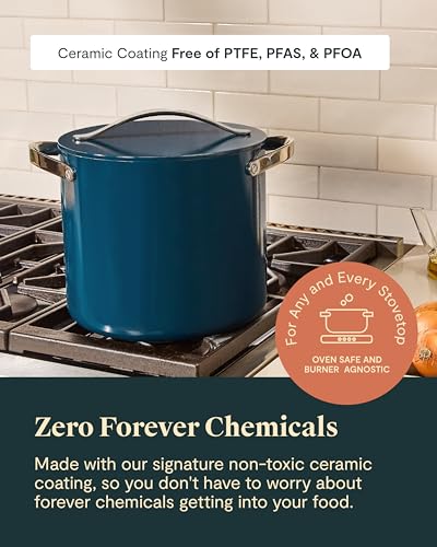 12 qt Non Stick Ceramic Stock Pot with Lid (Marigold)