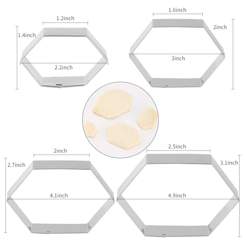 Hexagon Cookie Cutter Set 4 Sizes (Hexagon-GEM)