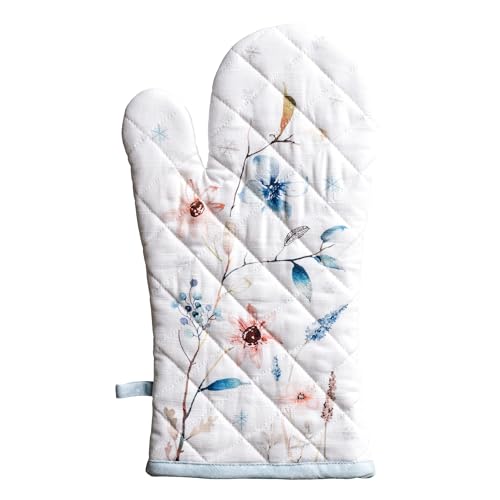 Maison d'Hermine Oven Gloves 100% Cotton Oven Mitt (074 - Ice Florals / 7.5" x 13" (Oven Mitt))