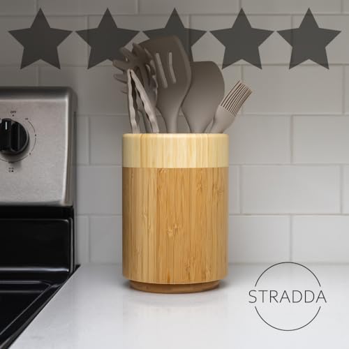 8" Bamboo Utensil Holder with 360° Rotation