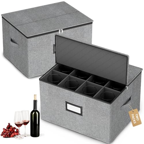Wine Glass Storage Box with Dividers