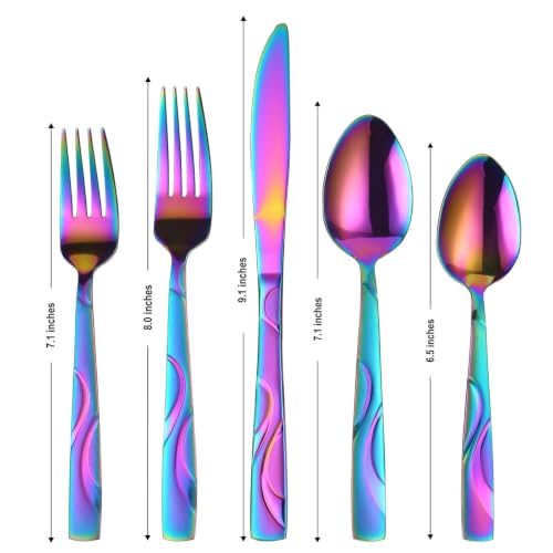 60 Piece Rainbow Silverware Set for 12 (Rainbow / 60-Piece)