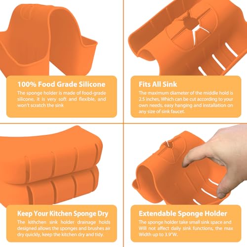 Sponge Holder for Kitchen Sink (Orange)