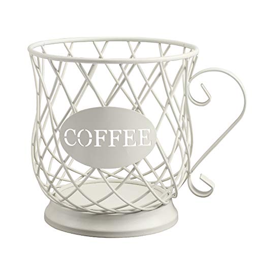 White Medium Coffee Pod Capsule Storage Holder for 35 K Cups Capacity K Cup Holder K Cup Organizer (White / Medium for 35 kcups)