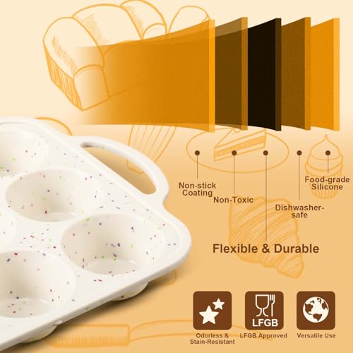2 Silicone Muffin Pans with 200 Liners (12-cup Regular)