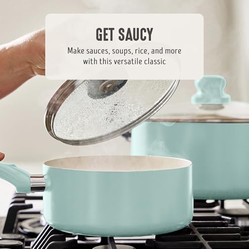 2QT Ceramic Nonstick Saucepan with Lid (2 Quarts / Turquoise 2.0)