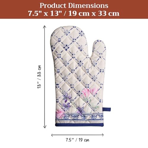Maison d'Hermine Oven Gloves 100% Cotton Oven Mitt (015 - Faience / 7.5" x 13" (Oven Mitt))