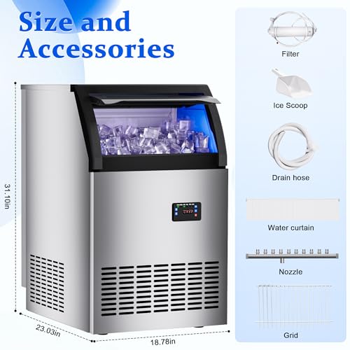 Ice Maker Commercial Spray Drench Ice Maker Machine 200Lbs (200Lbs/24H / Gourmet Ice Maker)