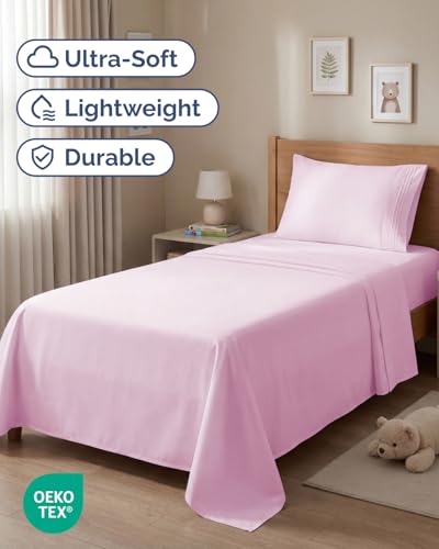 Twin Size 3 Piece Sheet Set (32 - Light Pink / Twin)