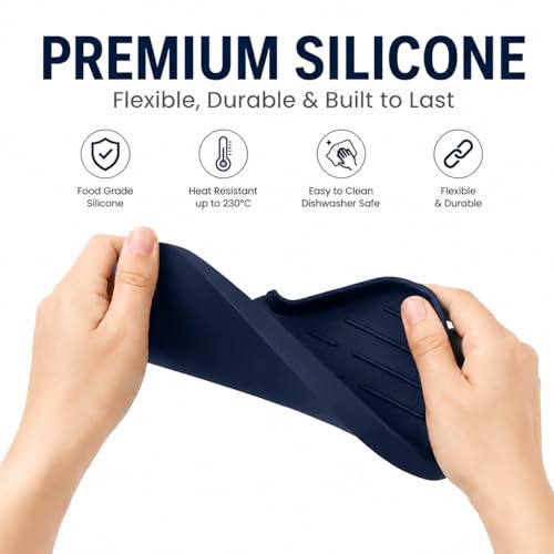 Silicone Soap Dish with Drain Spout (Navy Blue / M(9.6"×5.3"))