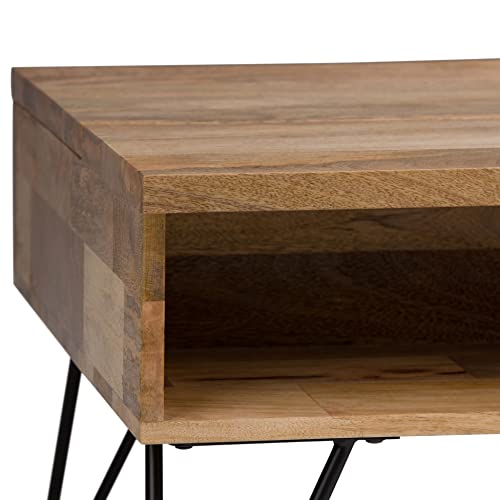 Lockhart 30" Wide Solid Mango Wood Drum Coffee Table in Natural (Wide Lift Top Coffee Table / 48 inch / Refined Natural)