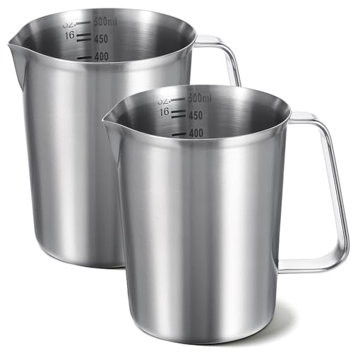 2 Pcs Stainless Steel Measuring Cup with Handle and Pour Lip