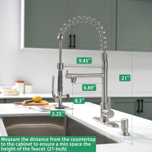 4 Hole Kitchen Sink Faucet with Soap Dispenser Brushed Nickel (Brushed Nickel)
