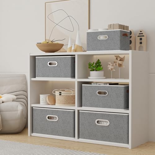 Fabric Storage Baskets (12.99x9.05x7.87in/6-Pack / Grey)