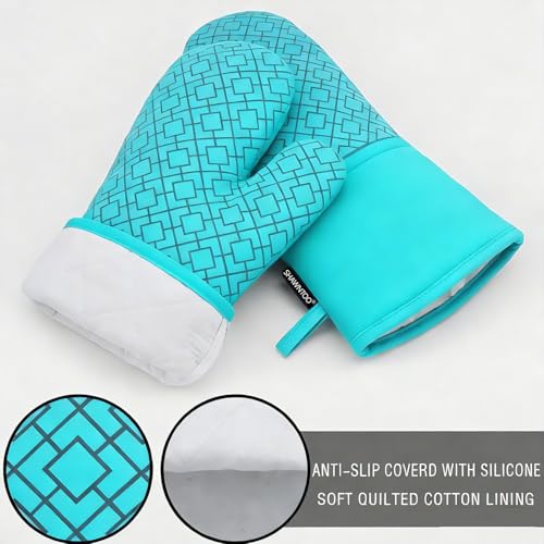 Oven Mitts and Pot Holders Sets 6pcs (Ice Blue)