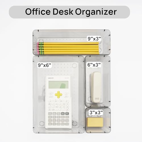 25 Pack Plastic Drawer Organizers with Non (Clear Black)