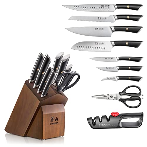ELBERT Series German Steel Forged Knife Block Sets (12-PIece / Black)