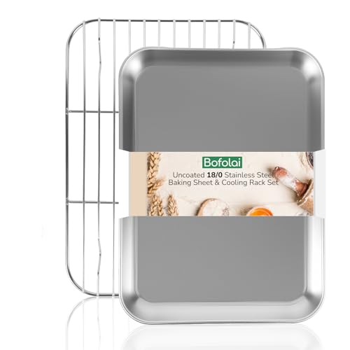 18 0 Stainless Steel Baking Sheet with Cooling Rack (9.25 × 6.89 × 1 inch)