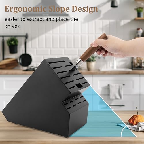 Knife Block for Kitchen Countertop (Black-20 Slot)